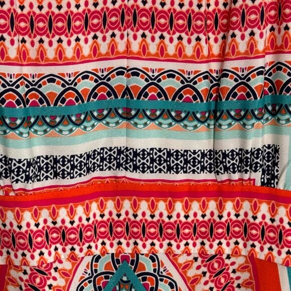 Eliza J Scarf Print‎ Crepe de Chine Maxi Dress Size 20W Halter Red Sleeveless - Picture 7 of 10